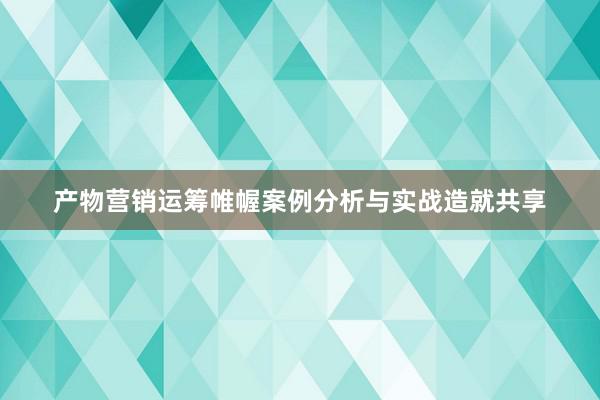 产物营销运筹帷幄案例分析与实战造就共享